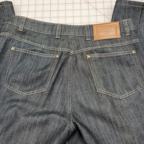 ESCADA Striated Trouser Five Pocket 100% Cotton Blue/Grey Wash Jeans SZ 40 (10) - Picture 4 of 16